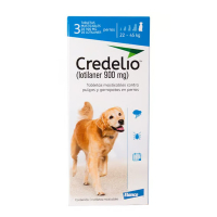 Credelio Comprimido Masticable por 900 mg para perros de (22 A 45 Kg) 3 Tb Azul