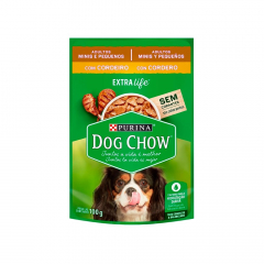 Comida húmeda dog chow para perros adultos minis y pequeños sabor a cordero por 100 g