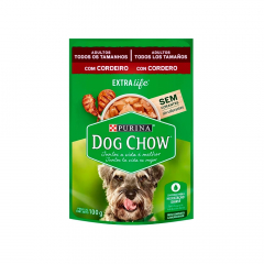 Comida húmeda dog chow para perros adultos todos los tamaños sabor a cordero por 100 gr