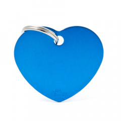 Placa para Mascotas Azul Corazón Básico Grande MFB28