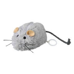 Juguete de ratón con cuerda enrollable para gatos.