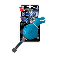 Juguete Mordedor Gigwi para perro Dinoball Push To Mute color Azul 6475