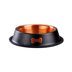 Comedero Pet Bowl Antideslizante color Negro Cobre de 23 cm
