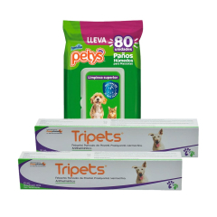 KIT Agronotas Antiparasitario Tripets para perro + Pañitos Húmedos Petys para mascotas 80 Unds