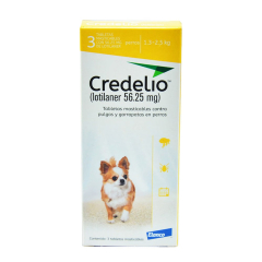 Credelio Comprimido Masticable por 56.25mg para perros de (1.3 a 2.5Kg) 3 Tb Amarillo