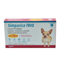 Simparica Antiparasitario Trio Perros (De 1.3 a 2.5 Kg) 1 Tableta
