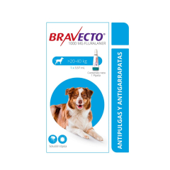 Bravecto️ Antiparasitario Spot on Perros de 20 a 40 Kg Solución tópica 1000 mg