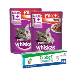 KIT Agronotas Cicadog-T de 35 g + Comida Húmeda Whiskas por 85 g para gatos
